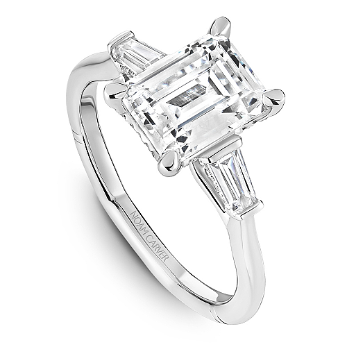 Noam Carver Emerald Cut Trinity Engagement Ring - Image 4