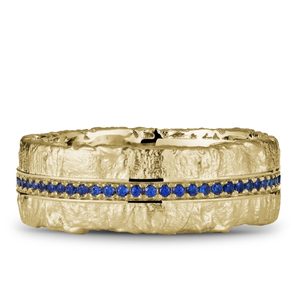 Noam Carver Bark Texture Sapphire Band - Image 6
