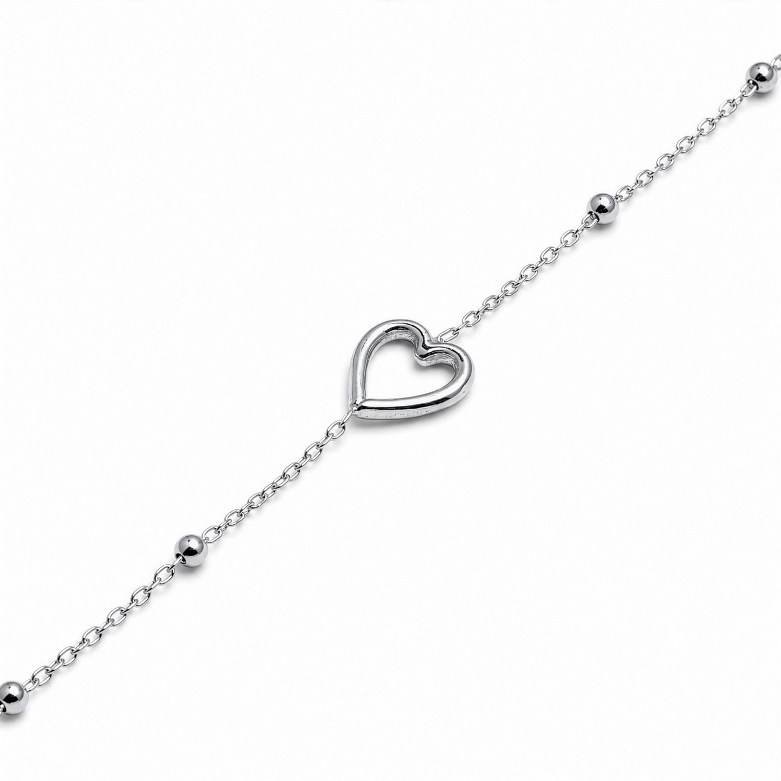 Sterling Silver Cutout Heart Bracelet - Image 4