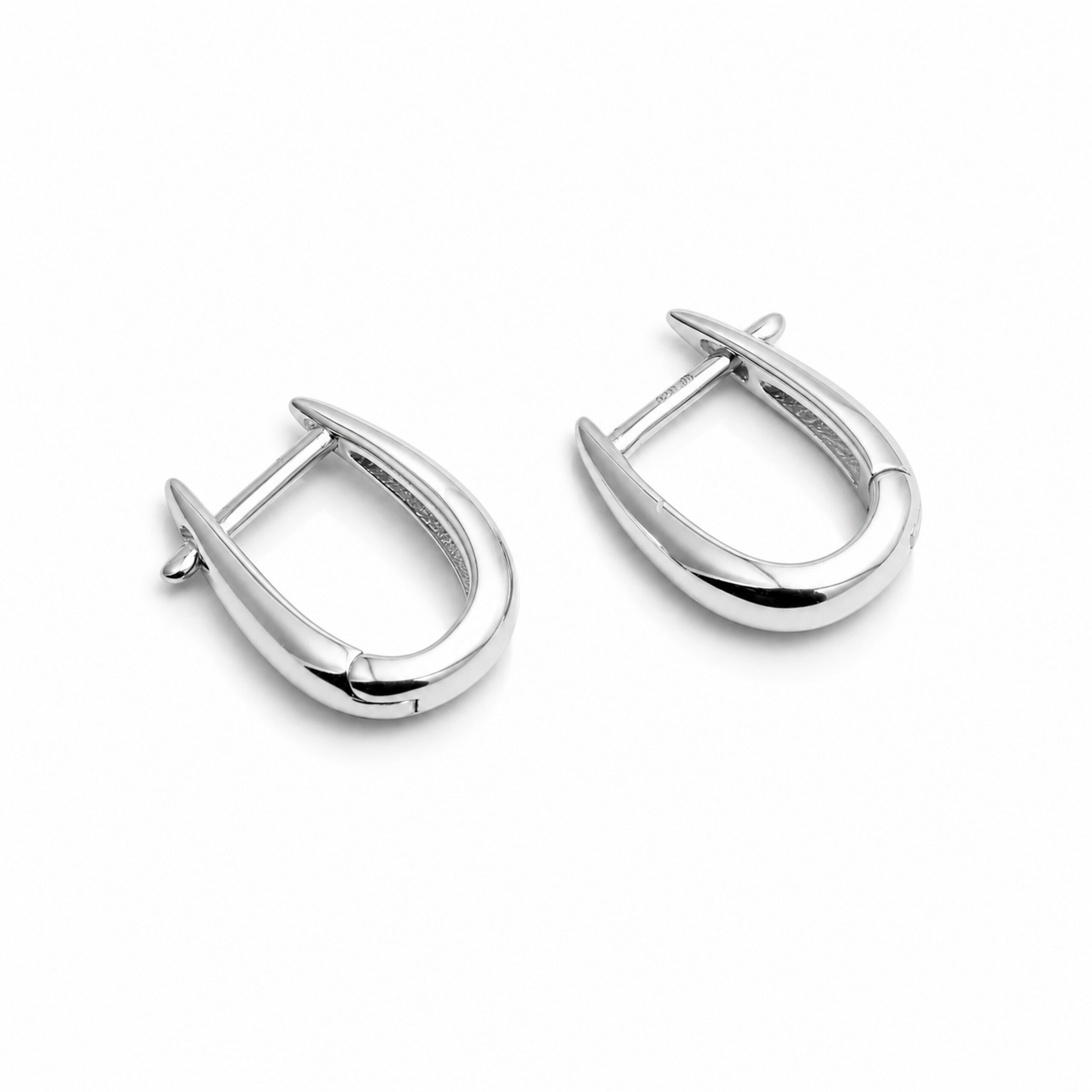 Sterling Silver Oval Huggie Earrings - Image 4