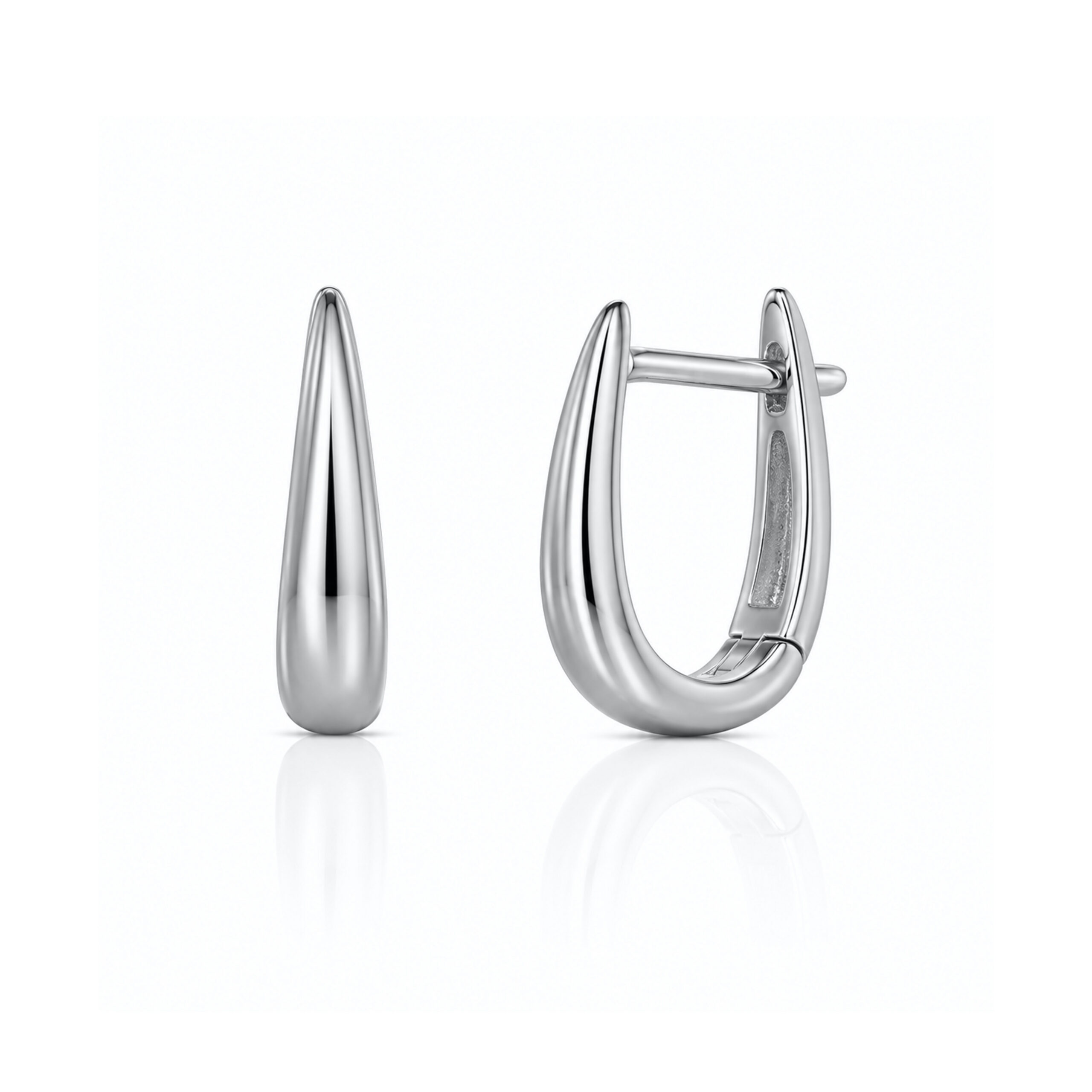 Sterling Silver Oval Huggie Earrings - Image 2