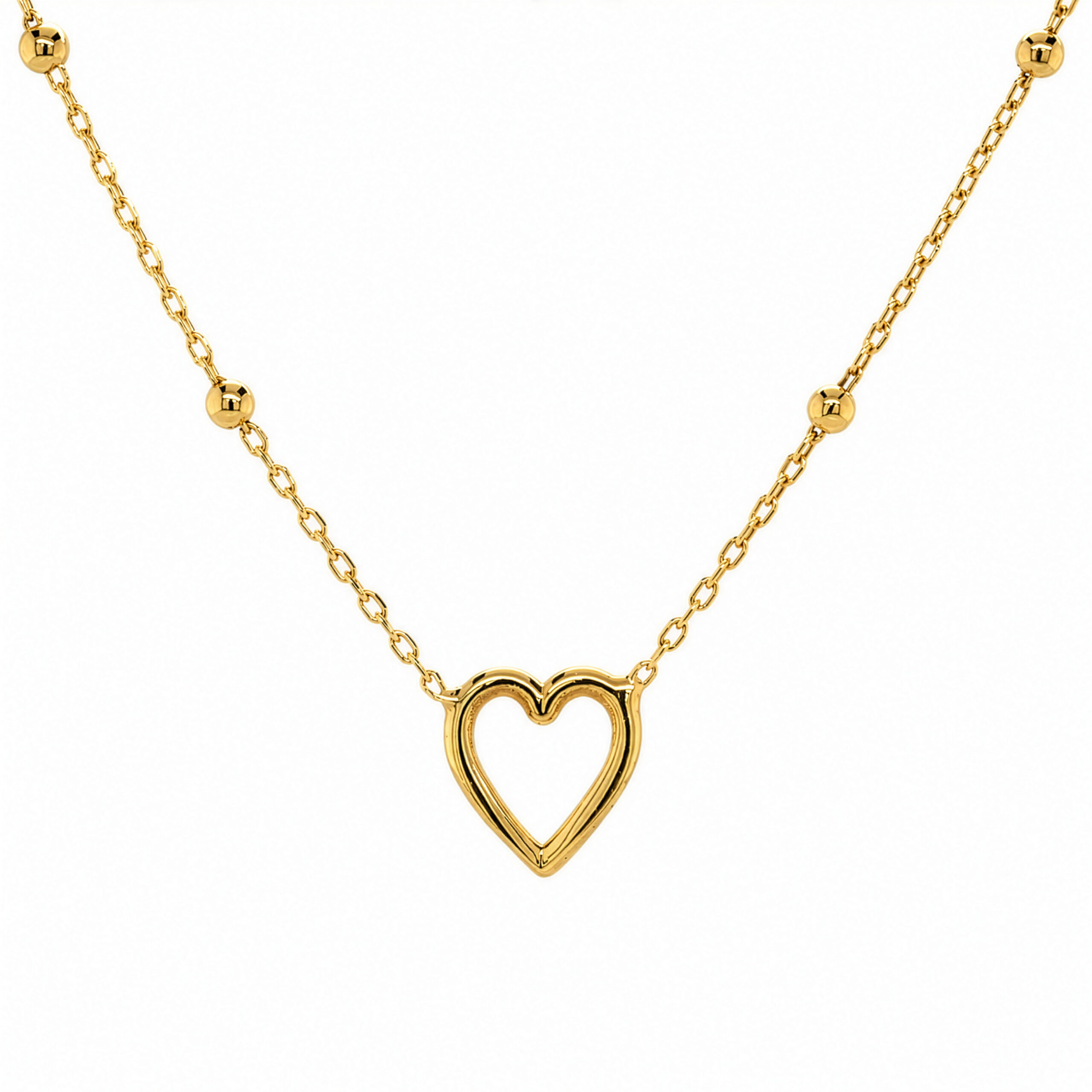 Sterling Silver Gold Vermeil Cutout Heart Necklace - Image 2